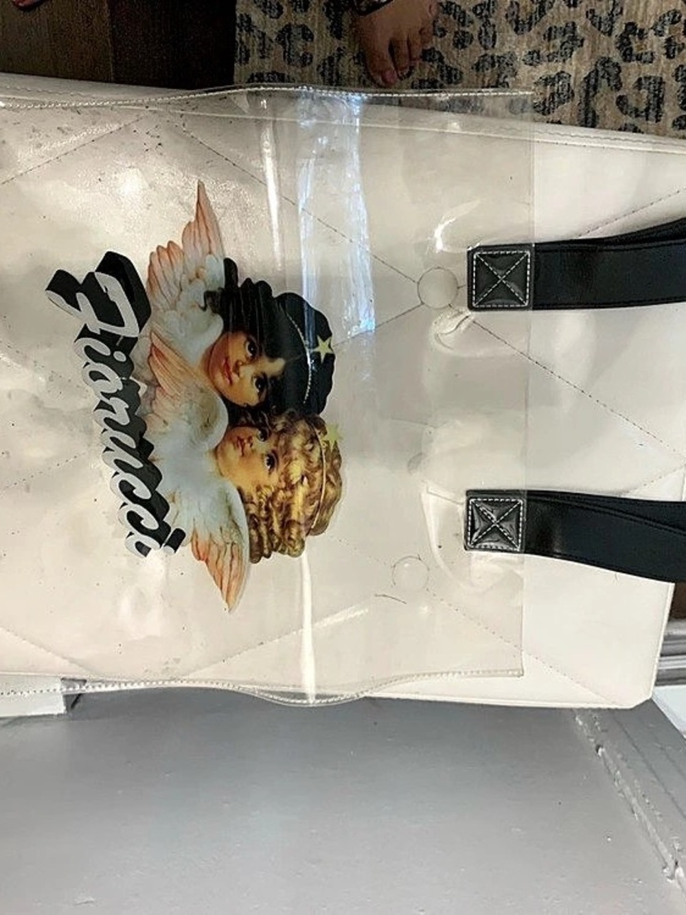 Juicy Couture Clear Graphic Tote in White & Black
